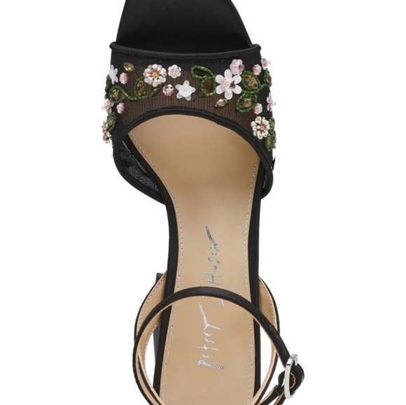 Betsey Johnson Black Kirra Floral Beaded Platform Dress Sandals Betsey Johnson Black Kirra Floral Beaded Platform Dress Sandals